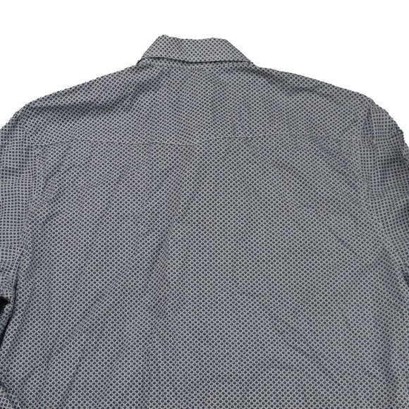 Express Mens Blue Floral Pearl Snap Long Sleeve Button-Down Shirt 16-16.5 L - Picture 7 of 9